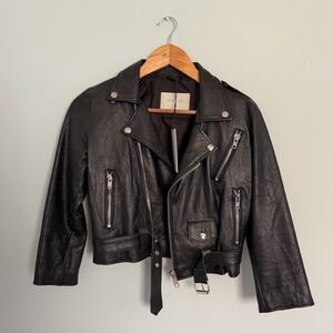 Deadwood Crop Biker Leather Jacket